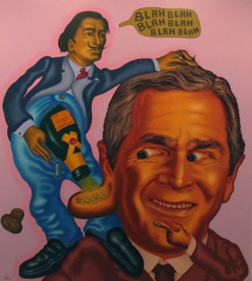 Peter Saul Dali Advises the President, 2004
