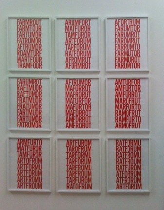 David Schafer Art Forum Anagram, 2008