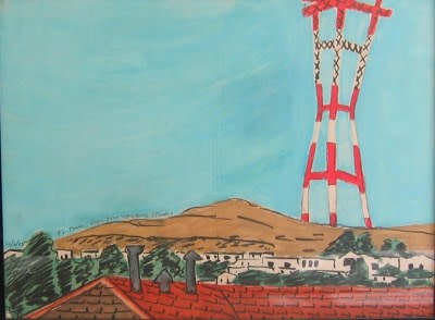 Joan Brown 'TV Tower Seen From Upstairs Studio,' 1975