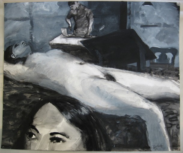 Elmer Bischoff Reclining Nude, Partial Woman's Face, 1973
