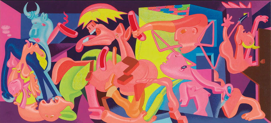 Peter Saul  Guernica (blue), 1976