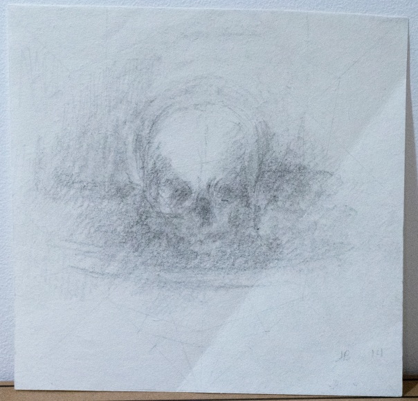 untitled (skull), 2014, Graphite on paper