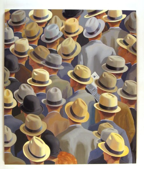 canvas filled with many men in fedoras