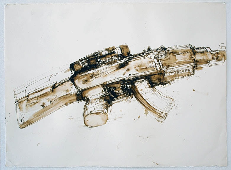 Untitled, 2013, Gesso, Walnut Ink and India Ink on Paper