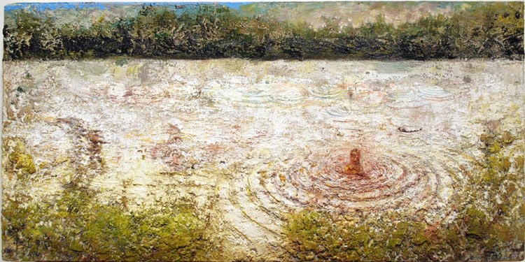 LAKE (MAN RIPPLES), 2004-08, oil on wood panel