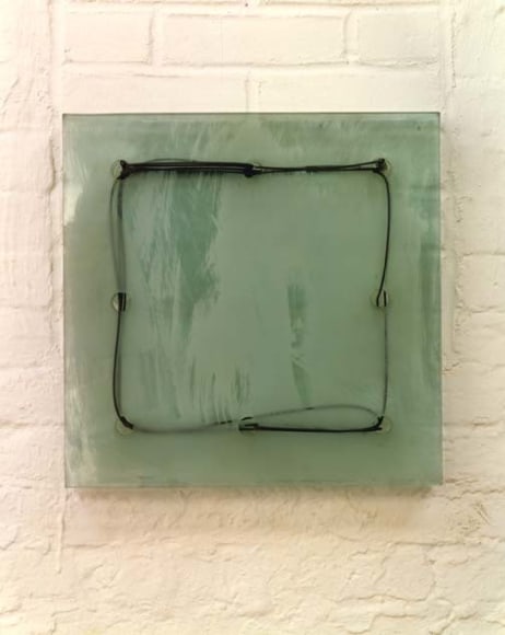 Steel and glass sculpture