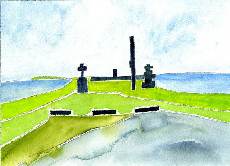 Iceland III, 2022, Watercolor and pencil on paper