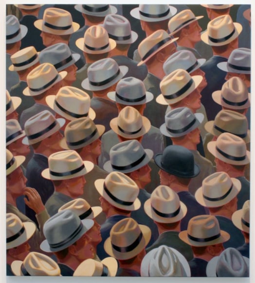 canvas filled with many men in fedoras