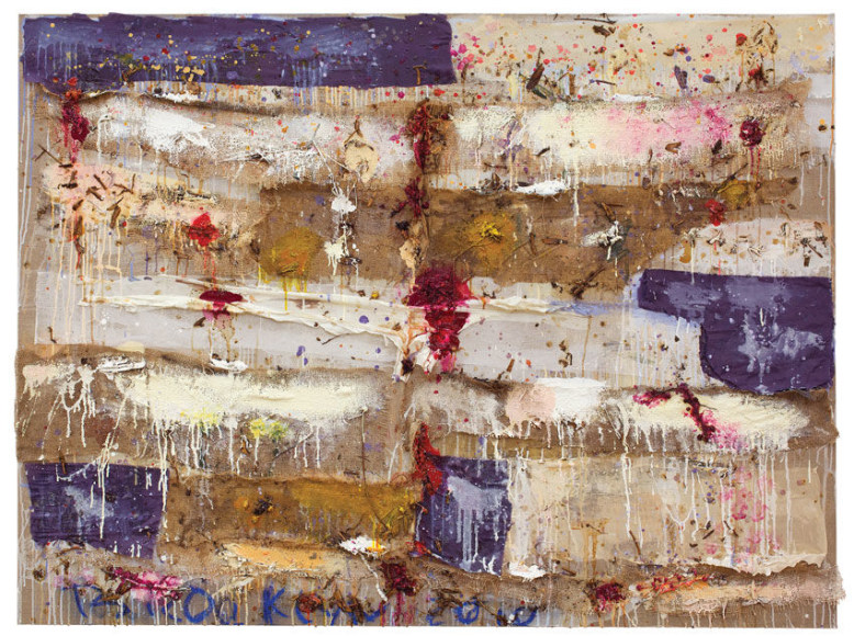 BROOKLYN 2010, 2010, acrylic, pastel, burlap, fabric, herbs