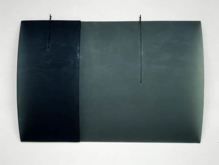 October Ladders, 1974, Etched glass and steel cables