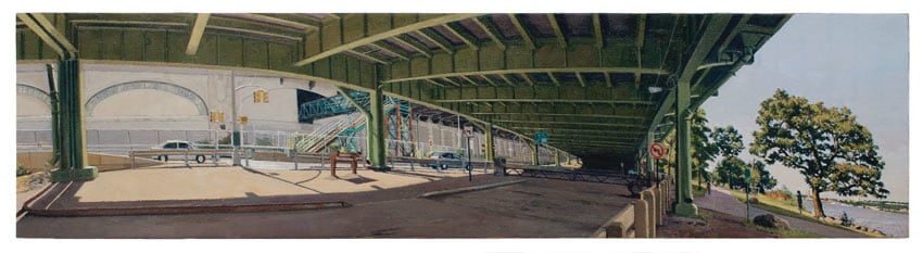 Under the West Side Highway at 155th Street, Looking South, 2011, Oil on canvas