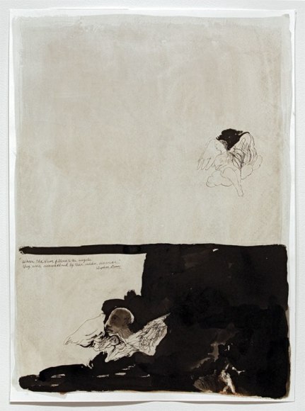 When the News Filtered to the Angels They Were Overwhelmed by Their Sudden Aloneness (Angels Putti), 2007, Ink Wash and Gesso on Paper