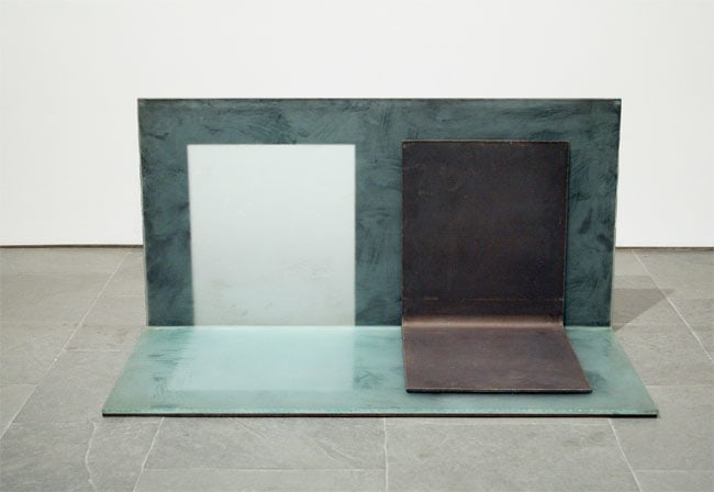 NORMAL CORNER (YARD), 1972, Etched glass and steel