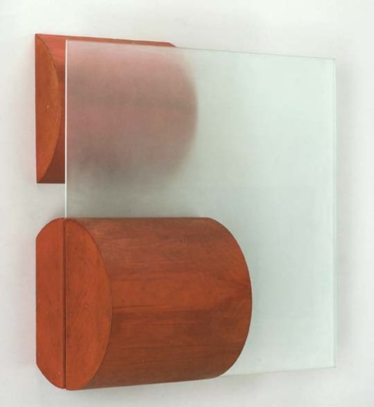 Wood and glass sculpture