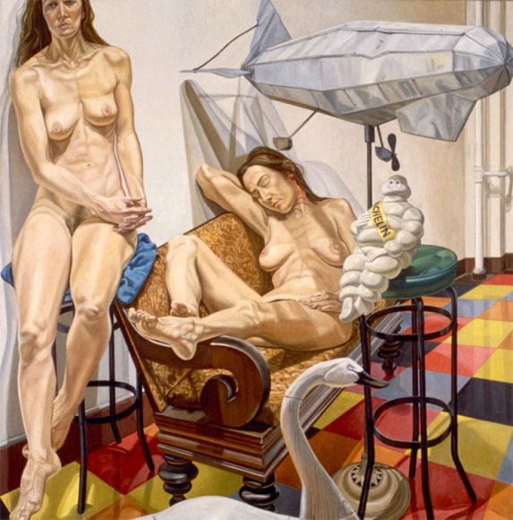 MODELS AND BLIMP, 1991, Oil on canvas