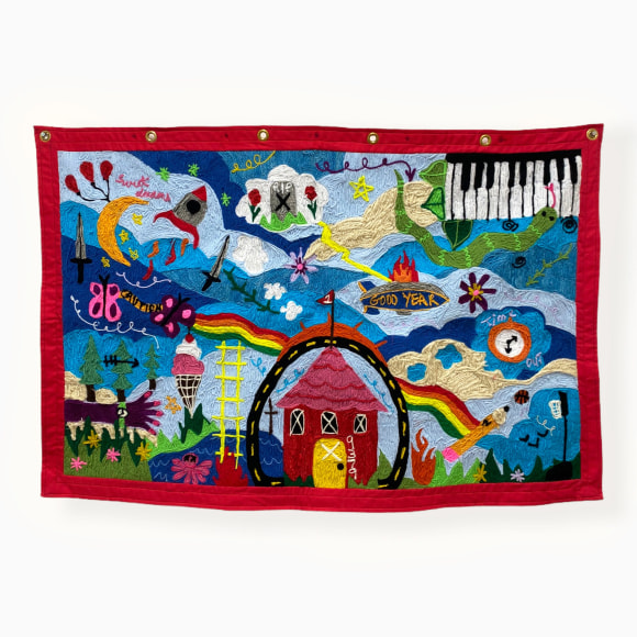 Kaylie Kaitschuck  Path 2, 2021  Yarn on felt  81 x 132 cm / 32 x 52 in