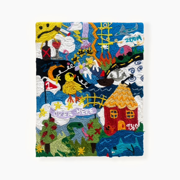 Kaylie Kaitschuck  Wasted Sun, 2021  Yarn on felt  51 x 41 cm / 20 x 16 in