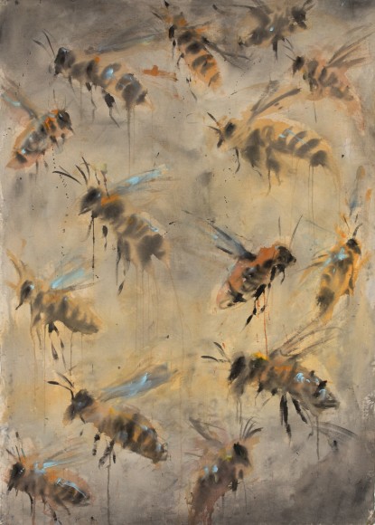 Andrej Dúbravský  More bees more honey, 2023  Acrylic on canvas  155 x 115 cm | 61 x 45 1/3 in