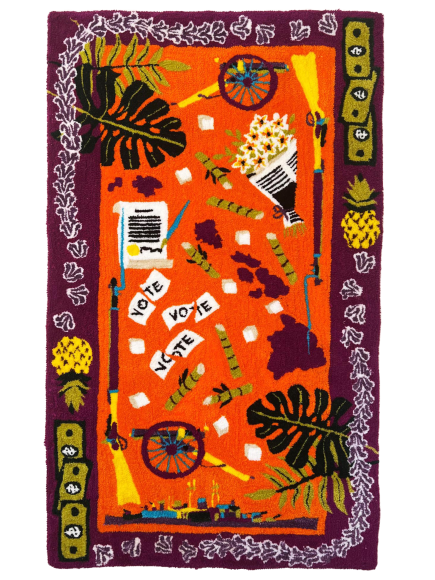 Johannah Herr  American War Rug XVII (Hawaii, 1893), 2022  Tufted rug using acrylic and wool yarn  160 x 91.5 cm / 63 x 36 in