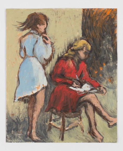 Jane Corrigan  note-taker, 2020  Oil on unstretched canvas  23 x 19 cm / 9 x 7 1/2 in