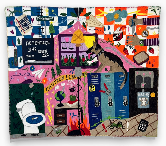 Kaylie Kaitschuck  Passing Time, 2022  Yarn embroidery on felt  134.5 x 155 cm / 53 x 61 in
