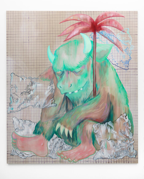 Jagoda Bednarsky Energy Strategy, 2021 Oil, acrylic, and gouache on canvas  220 x 190 cm / 86.5 x 75 in