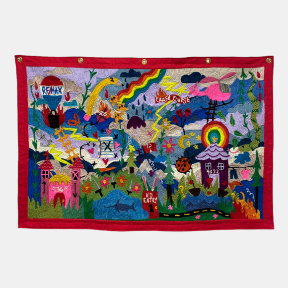 Kaylie Kaitschuck  Path 1, 2021  Yarn on felt  81 x 132 cm / 32 x 52 in