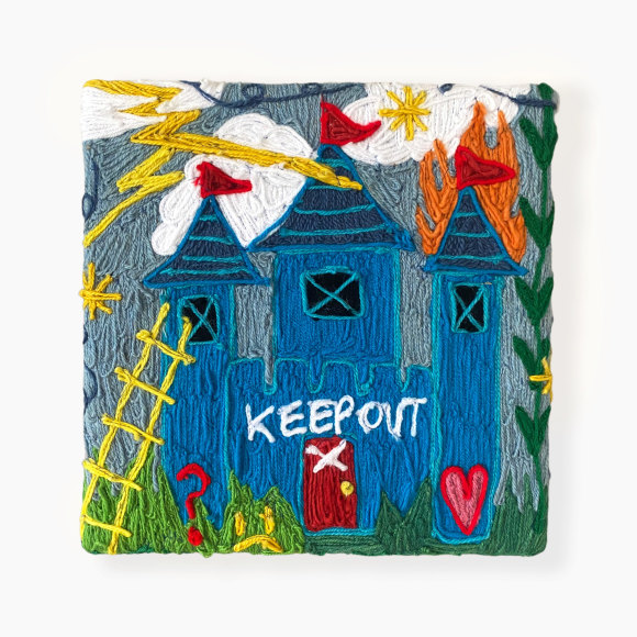 Kaylie Kaitschuck  Keep Out, 2021  Yarn on felt  30.5 x 30.5 cm / 12 x 12 in