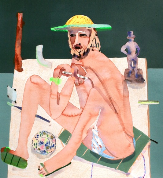 Erika Wastrom  Escape (Avocado), 2018  Mixed media on paper  43.18 x 40.64 cm / 17 x 16 in  Framed: 53.34 x 50.80 cm / 21 x 20 in