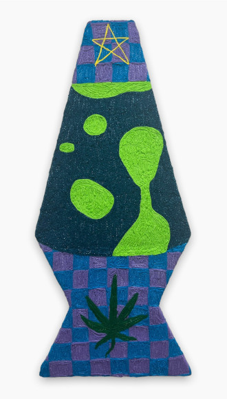 Kaylie Kaitschuck  Stoner Lamp, 2022  Yarn on Felt stretched over canvas  109 x 48 cm / 43 x 19 in