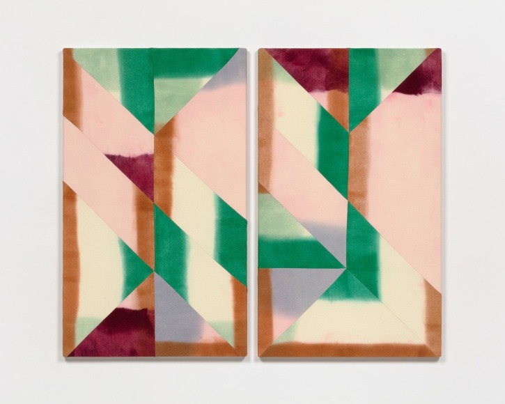 Wilder Alison (b. 1986)  fulvous v/ned&bled, 2021  Dyed wool and thread  Two parts, each 117 x 68.5 cm / 46 x 27 in