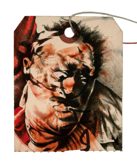 Stotik - red black portrait looking down