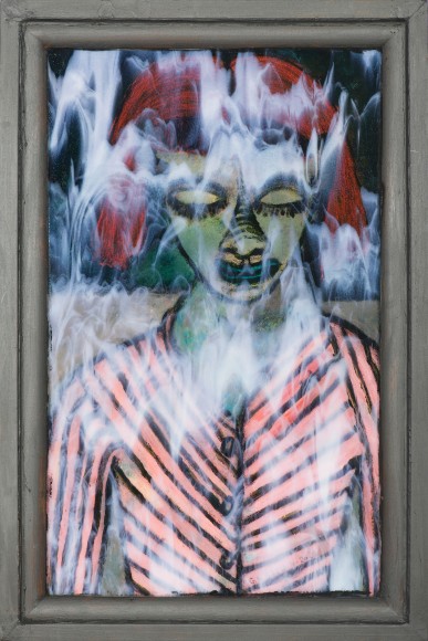 Gregory Grenon (b. 1948)  Eyes Averted, 2020  oil on Bullseye glass