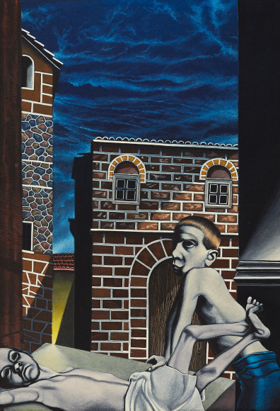 Eric Stotik (b. 1963)  Untitled LR354 (two figures with brick), 2020