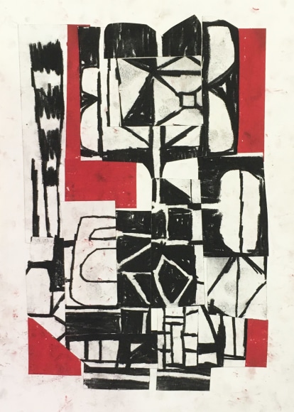 Whiting Tennis  Collage in Red and Black, 2020