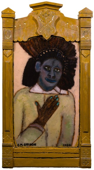 Gregory Grenon (b. 1948)  All Dressed Up, 2020  oil on Bullseye glass