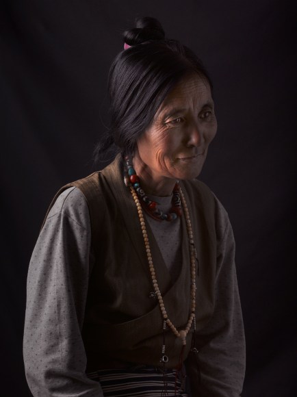 David Zimmerman, One Voice, Portrait of Sonam Lhamo with beaded necklaces, 2012, Sous Les Etoiles Gallery