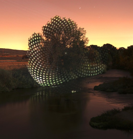 Javier Riera, light, projection, landscape, nature, Sous Les Etoiles Gallery