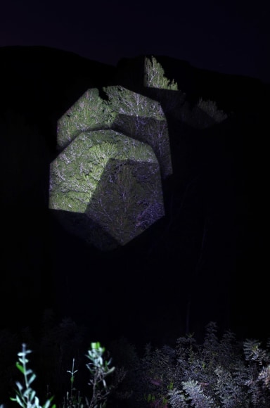 Javier Riera, light, projection, landscape, nature, Sous Les Etoiles Gallery