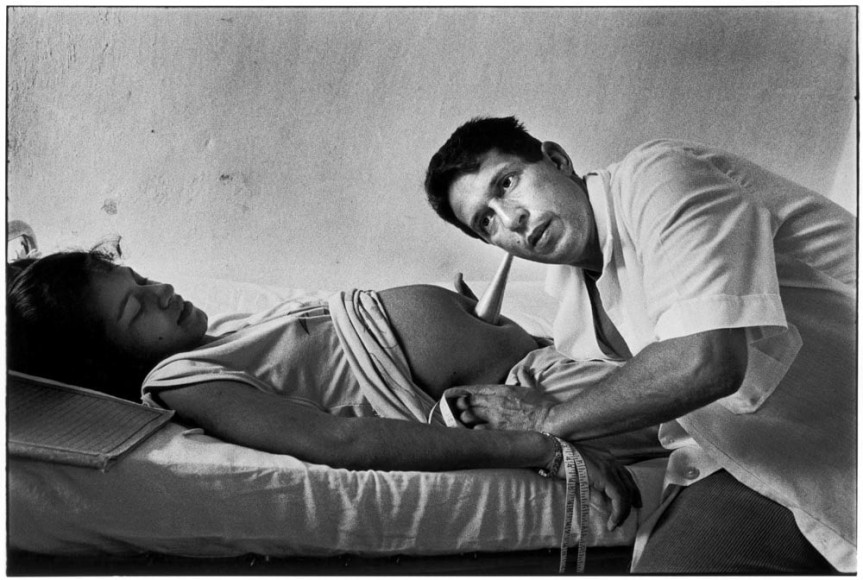 Gynecologist listening to fetal heartbeat, Remedios, 1996 - Ernesto Bazan