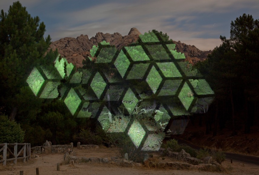 Javier Riera, light, projection, landscape, nature, Sous Les Etoiles Gallery