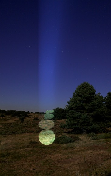 Javier Riera, light, projection, landscape, nature, Sous Les Etoiles Gallery