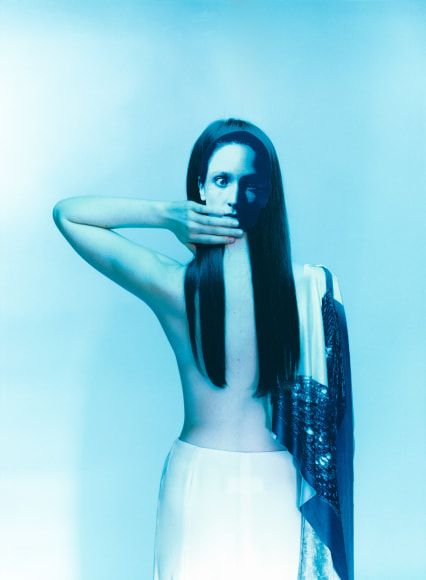 Sophie Delaporte, Early Fashion Work, Model with mask on back of head, Sous Les Etoiles Gallery