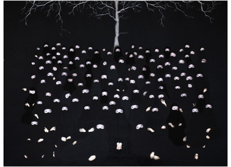 Reunion, 2013, Acrylic based mixed media and collage on canvas