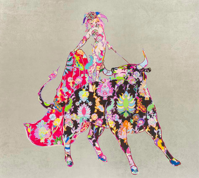 Standing Victoriously, 2019, Acrylic and gold leaf on canvas