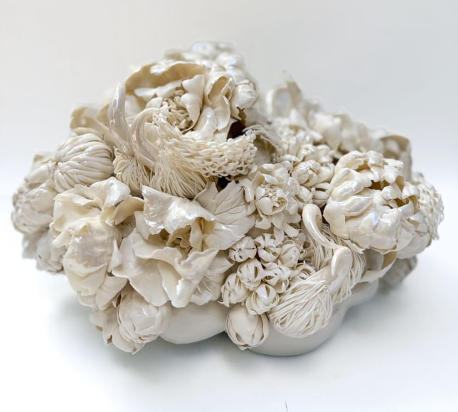 Blossom Clouds 5, 2025, Porcelain, Handbuilt, 22k Gold Detailed