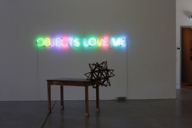 A Table, Dodecahedron and four wheels,&nbsp;2012,&nbsp;130 cm x 110 cm,&nbsp;Oak and walnut Wood&nbsp;