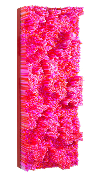 Straws, 2015 Straws on Wood Panel with Metal Frame