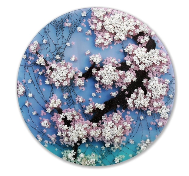 After Ago_TWL, 2021, Buttons, beads, pins on DIASEC