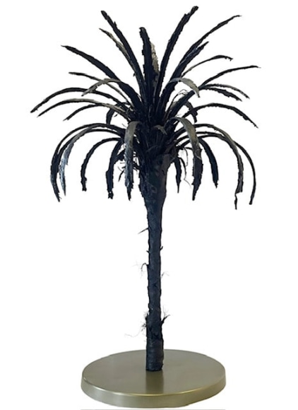 Black Palm Maquette, 2025, Rubber, tire fragments, steel, base cast brass resin